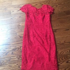 Monique lhuillier red lace dress, size 8.